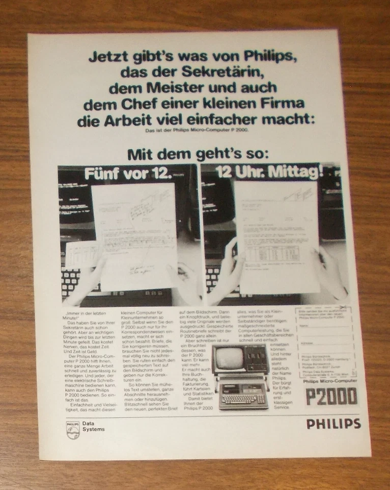 Seltene Werbung PHILIPS P2000 Mikro-Computer #2 1981 - Image 1 of 1
