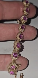 Royal Jewelry RJM 7 Ct Natural Pink Sapphire Diamond Bracelet 14k Gold 7.25” - Picture 1 of 10