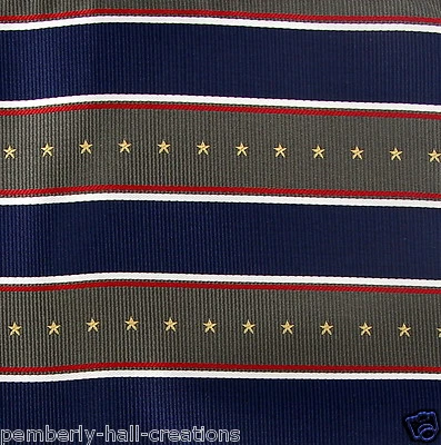 Men's Pocket Square Stars & Stripes Suit Handkerchief Navy Blue & Olive Hanky  - Image 1 of 3