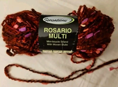 Sensations Rosario Multi Mini Boucle Strand con Slubs Tejidos #1318 Rojo 100 g Foto 1 de 4