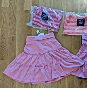 NWT Gap Kids Sz XL 12 Two-tone Pink Rugby Stripe Top Knit Shirt Skirt XXL 14 - Picture 1 of 2