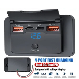 Car PD Type-C USB Port Fast Charger DC12V-24V Socket Power Outlet Panel Charger - Picture 1 of 10