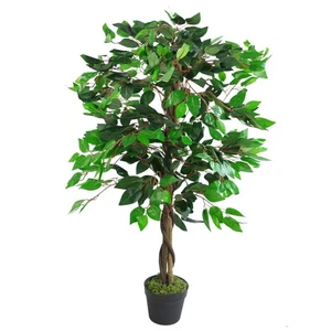 Ficus Artificial Árbol Planta Verde Twist Ficus 110cm Tronco Madera Real Real Realista - Imagen 1 de 3