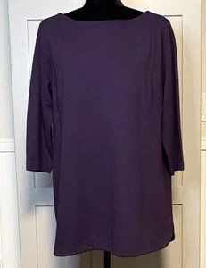 J. Jill Size Large Ponte Tunic Top Purple 3/4 Sleeve Shirt Stretch Boat Neck EUC - Picture 1 of 8