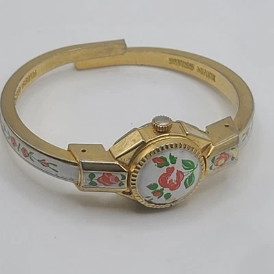 Reloj MCM Peek a Boo Vintage Hecho en Suiza Floral Cubierto Esmalte LEER Foto 1 de 4