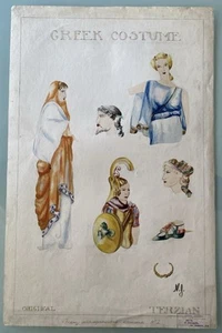 1933 Pintura Dibujo Teatro Trajes Griegos Vintage 36x54cm N. Goncharova - Imagen 1 de 10