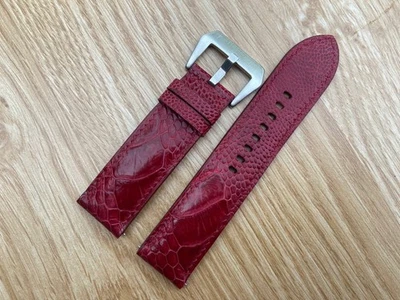 26mm 25 24mm 23 22 21 20 19 18 17 16  Burgundy ostrich leather Watch Strap Band - Image 1 of 4