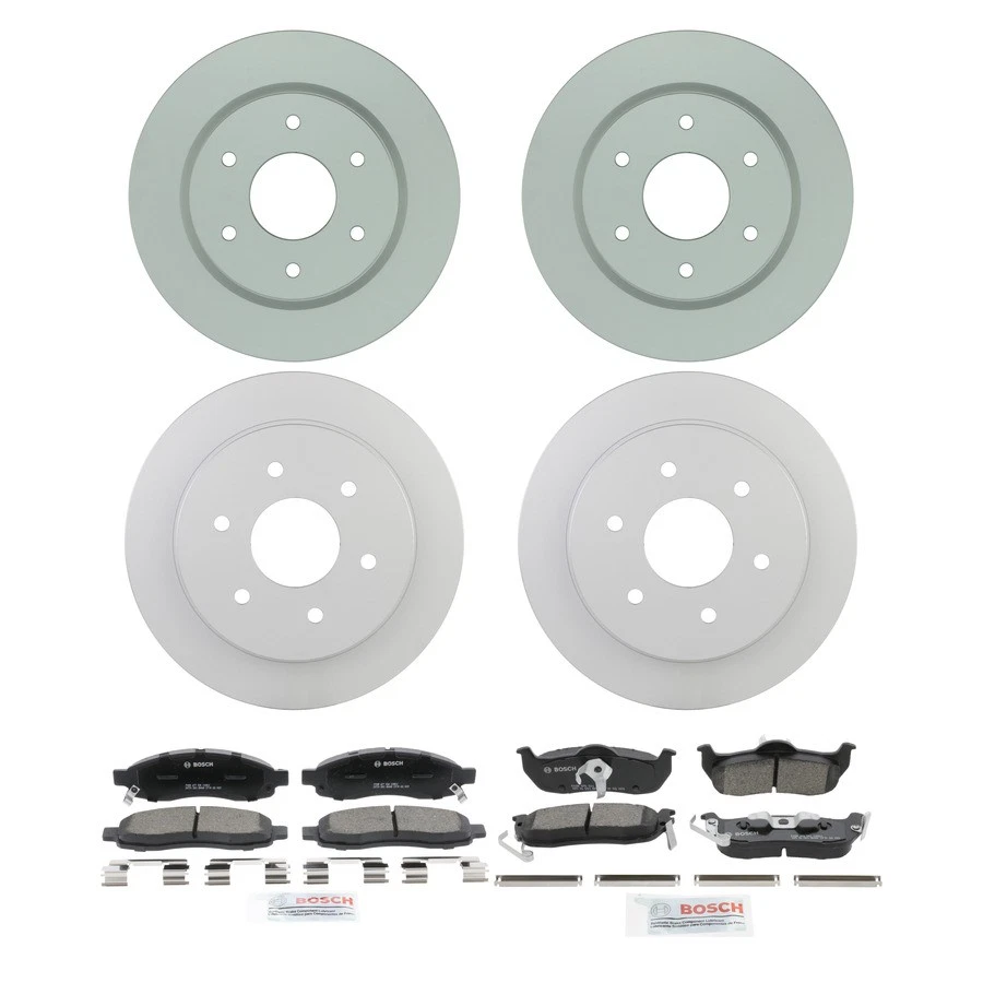 Kit de pastillas de freno y rotor de cerámica Bosch QuietCast para 05-07 Nissan TITAN Armada Foto 1 de 4