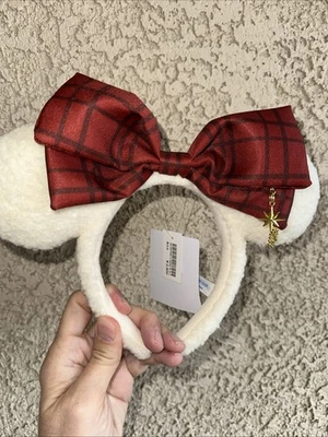 Nuevo Tokyo Disneyland 2025 Anillo Feliz Lil Anillo Orejas de Navidad Diadema con Lazo Rojo Foto 1 de 4