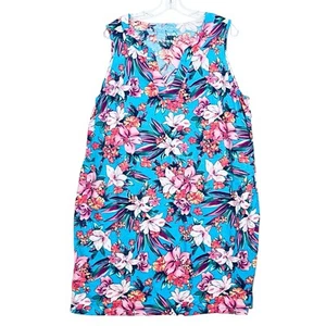 Abito Lands' End Resort stampa floreale tropicale tasche copricostume spiaggia 1X - Foto 1 di 9