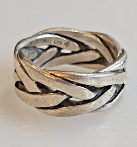 Silpada Chunky Sterling Silver 925 Weave Band Ring Size 9 wide - Picture 1 of 8