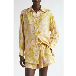 Zimmermann Golden Relaxed Silk Button Up Shirt Light Pink Yellow US 6 AU 1 NEU - Bild 1 von 14