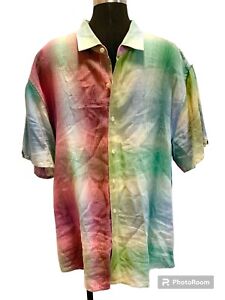 Tommy Bahama Kaleidoscope Breezer Blue Danube Colorful Men's Shirt XXL