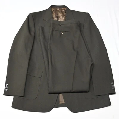 Vtg Sears 46L 34x34 Brown Polyester Mens Sport Coat Jacket Pants Suit - Image 1 of 4