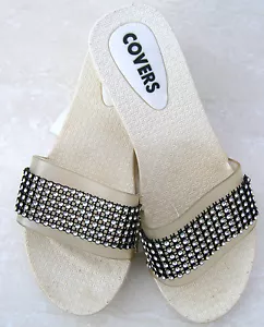 NEW LADIES GIRL IVORY FLIP FLOPS SLIP ON HOME MULES HOLIDAY SANDALS SHOES SIZE 4 - Picture 1 of 7