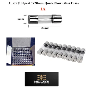 100 PCs 1A 5x20mm Glass Quick Blow Equipment Fuse Car Van Boat DJ - Picture 1 of 2