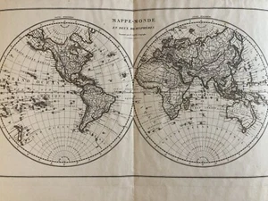 Alte Karte 1820 Welt in zwei Hemisphären Lapierre Pierre Panckoucke 19. Jh. - Bild 1 von 14