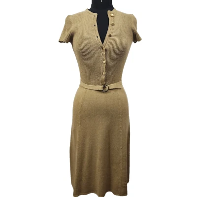 Laura Yang Sweater Dress O-Ring Sash Belted Waist Vintage Knit A-line Womens S - Image 1 of 4