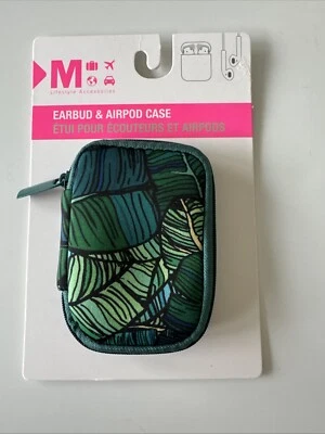 全新 My Tagalongs Tropical Leaf 氯丁橡胶 耳塞 Air Pod 保护壳 拉链圆形 全新带标签 — 第 1/4 张图片