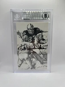 Ted Hendricks Signed B&W Hall Of Fame Post Card Beckett Auto - Picture 1 of 2