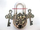 Decorative Antique Style Lock Hanuman Design Positive Energy Handmade Brass Lock