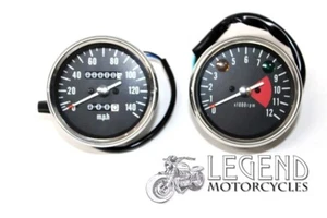 Kawasaki Speedo & Tacho Set MPH KH250 KH400 - Clock Meter Set -- B1-04 - Picture 1 of 3
