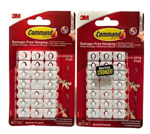 Command Clips Christmas Fairy Lights Decorating With Strips - 2x White 20Clips - Picture 1 of 5
