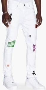 NEW Ksubi mens  white denim jean size 30 Van Winkle collective unity print - Picture 1 of 15