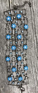Emailliert Blau Vergissmeinnicht Blume Kette Versand Strass Manschette Armband Göttin - Bild 1 von 5
