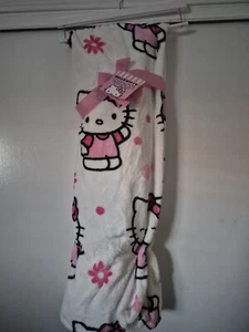 Hello Kitty Plush Throw Blanket Pink White Flowers Spring 60x70 in - Picture 1 of 3