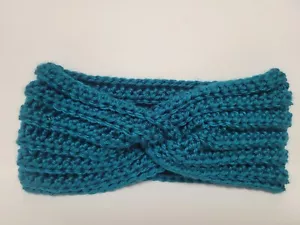 Handmade Twisted Crochet Earwarmer Headband Teal Blue Small/Medium - Bild 1 von 4