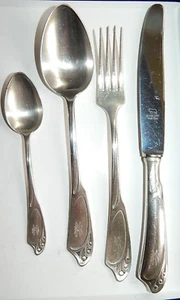 Jugendstil Besteck - Set 4 teilig versilbert Abb. Bestecke des Jugendstils No.25 - Picture 1 of 11