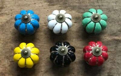 Juego de 6 Perillas de Armario Cajón Amarillo Rojo Verde Azul Blanco Negro Esmalte  Foto 1 de 4