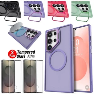 Magnetic Case Lens Stand Cover Tempered Glass For Samsung Galaxy S25+/S25 Ultra - Picture 1 of 41