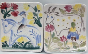 Vintage Arabia Finlandia Crackle Glaze ceramica placche piatto ceramica AGGANCIATO A MANO (EF830) - Foto 1 di 10
