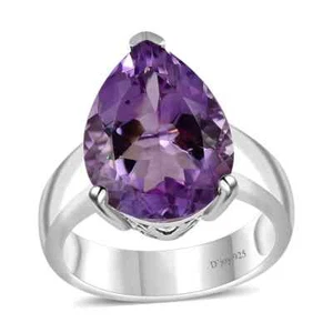 Premium Rose De France Amethyst Platinum Plated Ring 10.40ctw. Size 7 - Picture 1 of 6