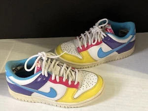Nike Dunk Low Rainbow White Yellow Purple Blue 309601-145 Youth 3.5y 3.5 J243 - Picture 1 of 6