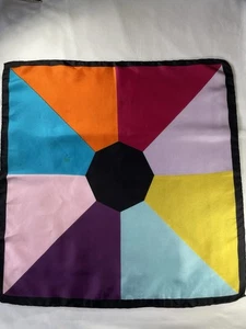 Grande quadrato/fazzoletto da tasca in seta multicolore - blocco colore - arrotolato a mano - Foto 1 di 7