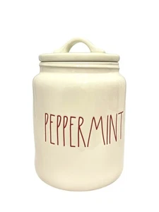 Rae Dunn “PEPPERMINT” Christmas Ceramic 8 inch Canister - Picture 1 of 3