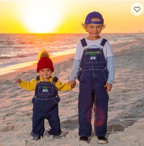 Salopette Liberty Jean Enfant Taille 24M Bleu Denim Coton Bavoir Poches Plein Snap Jambe - Photo 1/17