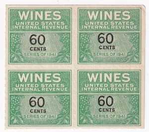 STAMP US SCOTT RE140 "Numeral 60 Wine Series" 60 CENT 1941 MNH BLOCK OF 4 - Picture 1 of 1