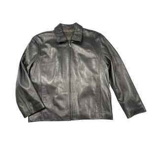 Jhane Barnes Jacket Mens 40 New Zealand Lamb 100% Genuine Leather Full Zip - Picture 1 of 18