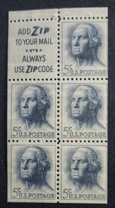 US Scott 1213c - George Washington - MNH - 1963 Issue - Booklet Block of 5 - Picture 1 of 1