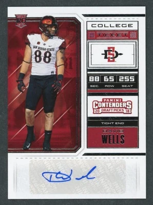 2018 Panini Contenders Draft David Wells Auto Rookie RC #207 San Diego State - Image 1 of 2