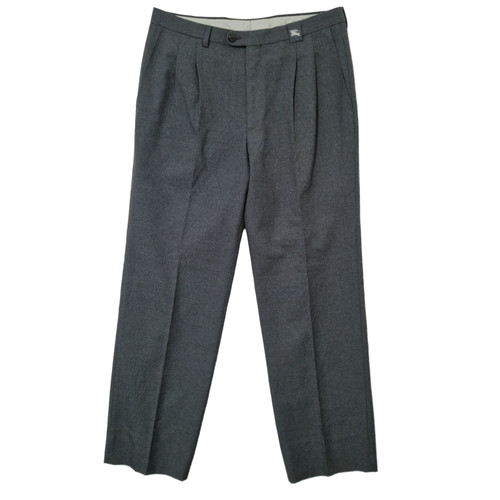 Pantalone Burberrys vintage uomo 32x31 grigio misto lana doppia piega vita media
