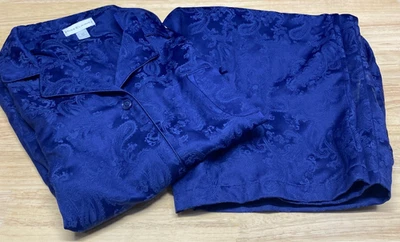 Miss Elaine 2 piezas Mujer XL Azul Paisley Pijama Top y Pantalones Bolsillo a Cuadros Foto 1 de 4