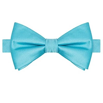  Mens Pre-Tied Bow Tie Adult's Adjustable Tuxedo Satin Bowtie Turquoise Blue Foto 1 de 4