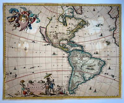 AMERICA 1658 NICOLAS VISSCHER LARGE ANTIQUE MAP FIRST STATE 17TH CENTURY - Image 1 of 4