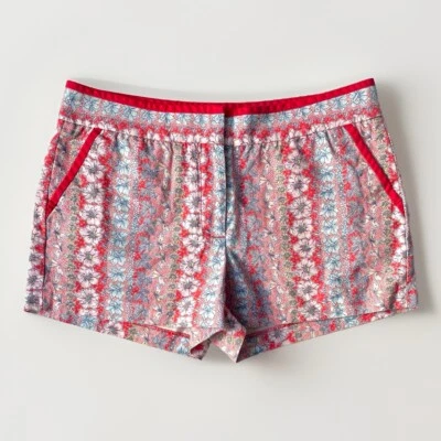 J. Pantalones Cortos Crew Mujer Talla 8 Rojo Floral City Fit 3' Entrepierna Algodón Tropical Playa Foto 1 de 4