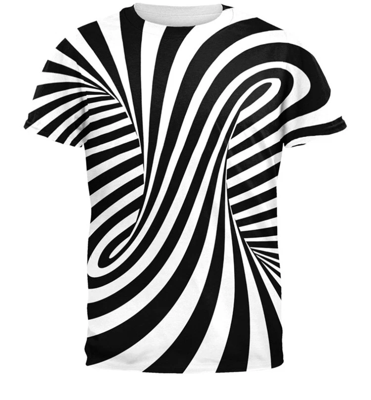 Camiseta Trippy blanca y negra remolino por todas partes para adultos Foto 1 de 1